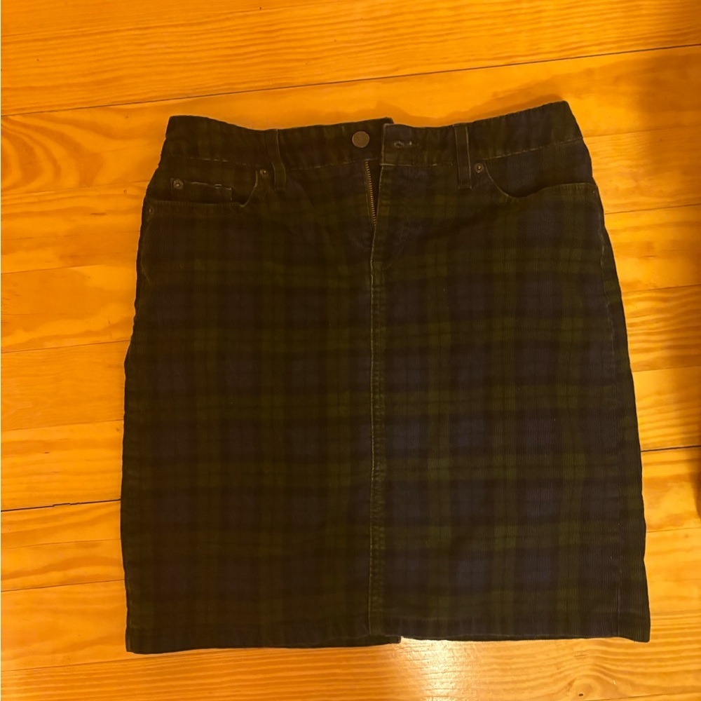 L.L. Bean Green and Navy Plaid Mini Skirt